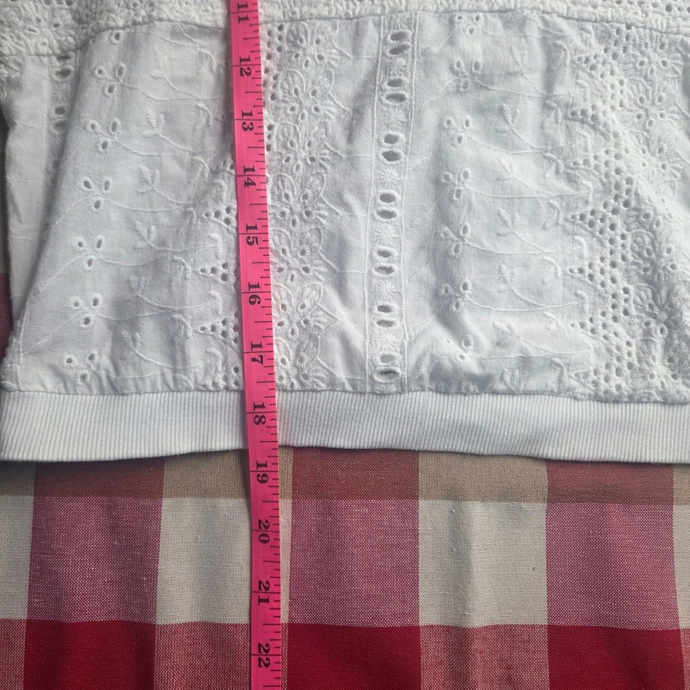 Pimkie White Eyelet Lace Long Sleeve Top‎ Cozy Soft Coquette Feminine Crewneck - Picture 6 of 9
